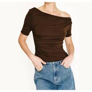 NEW LINE AND DOT eira asymmetrical top in brown
